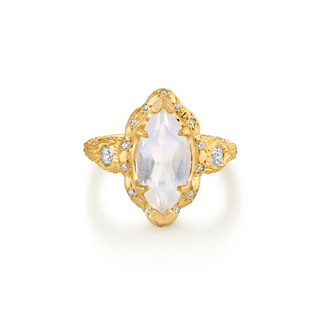 Queen Marquise Moonstone Ring Yellow Gold 3.0  by Logan Hollowell Jewelry