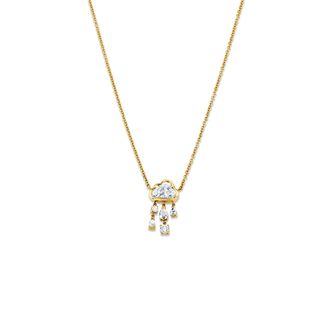 Baby Diamond Rain Cloud Necklace Yellow Gold Lab-Created 15-16" by Logan Hollowell Jewelry