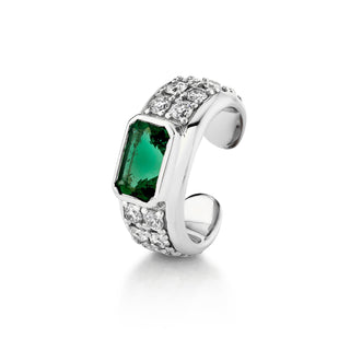 Abundantia Emerald Cut Pavé Diamond Ear Cuff White Gold   by Logan Hollowell Jewelry