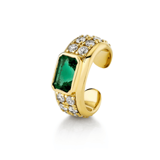 Abundantia Emerald Cut Pavé Diamond Ear Cuff Yellow Gold   by Logan Hollowell Jewelry