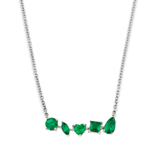 Harmony Emerald Necklace White Gold 13"-14"  by Logan Hollowell Jewelry