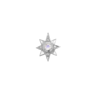 North Star Moonstone Earring | Ready to Ship White Gold Single  by Logan Hollowell Jewelry