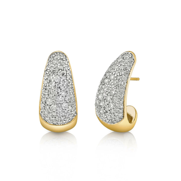 Large Pavé Diamond Tusk Earrings 14k Yellow Gold by Logan Hollowell Jewelry