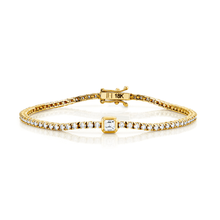 Asscher Mini Goddess Tennis Bracelet Yellow Gold 6.5"  by Logan Hollowell Jewelry