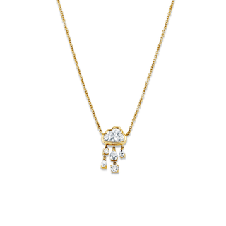 Diamond Rain Cloud Necklace Yellow Gold Lab-Created 15-16" by Logan Hollowell Jewelry