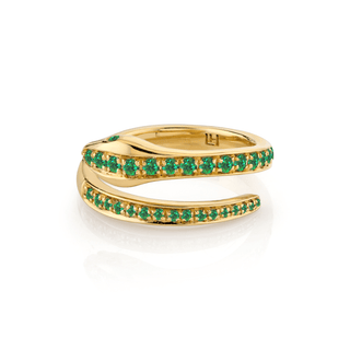 Emerald Kundalini Coil Ring Yellow Gold 2  by Logan Hollowell Jewelry