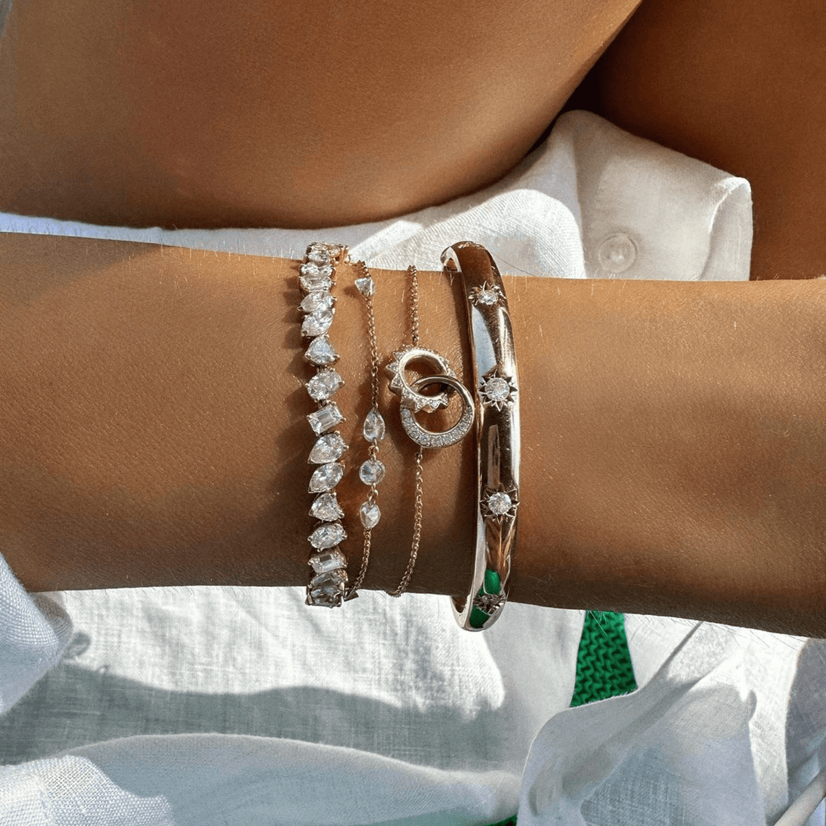 Star Set Rounded Diamond Bracelet by Logan Hollowell Jewelry