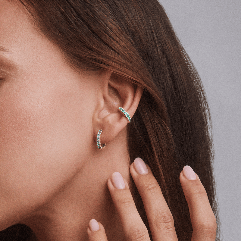 French Pave Graduated Emerald Ear Cuff | Ready to Ship by Logan Hollowell Jewelry