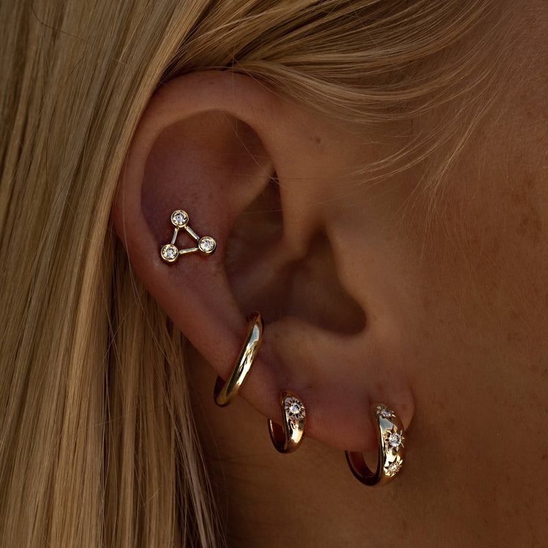Mini Summer Triangle Diamond Constellation Earrings