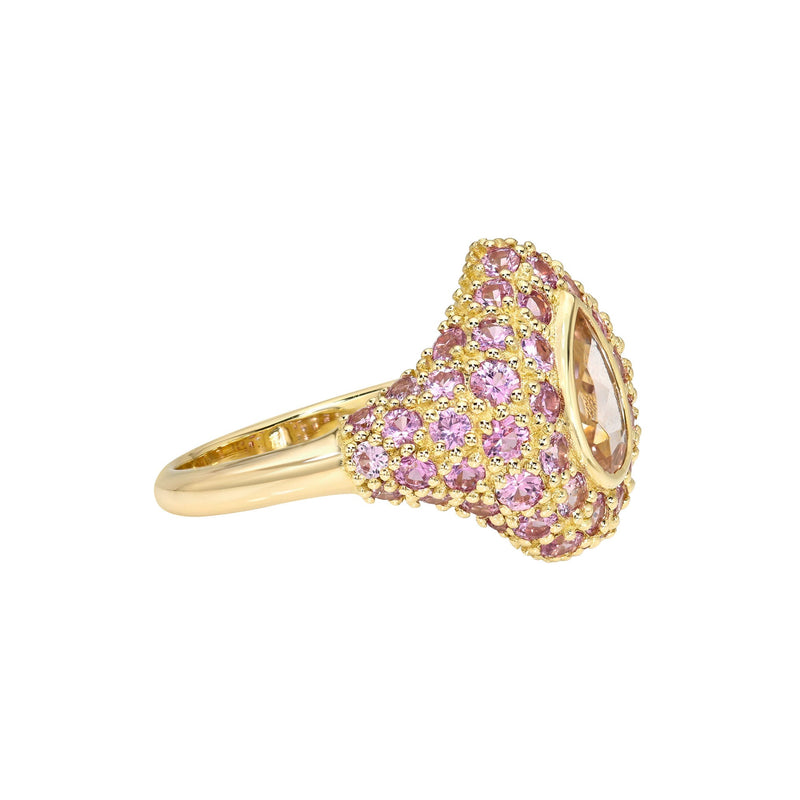 Morganite and Pink Sapphire Pop Rocks Ring by Logan Hollowell Jewelry