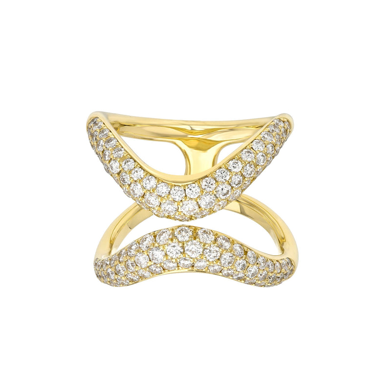 Enigma Axis Pavé Diamond Ring Yellow Gold 3 by Logan Hollowell Jewelry