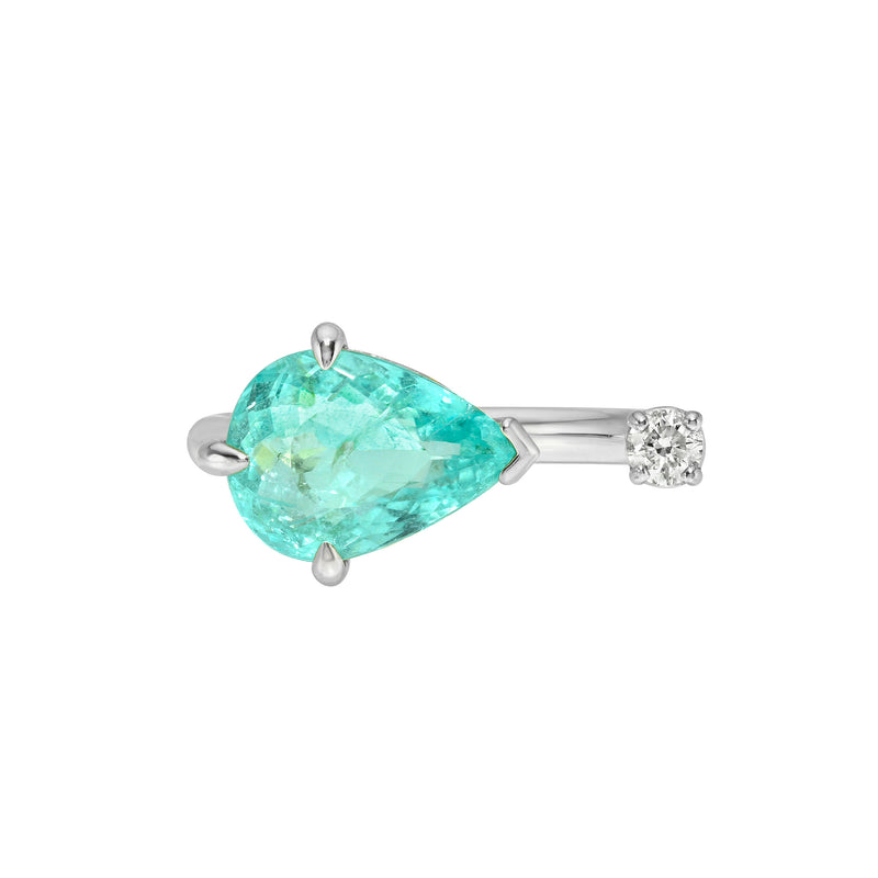 Lagoon Paraiba and Diamond Nexus Ring White Gold 3 by Logan Hollowell Jewelry