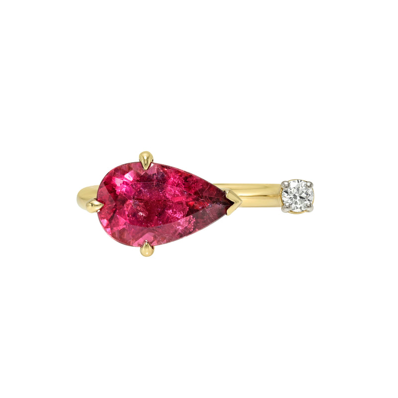 Ember Rubellite and Diamond Nexus Ring Yellow Gold 3 by Logan Hollowell Jewelry