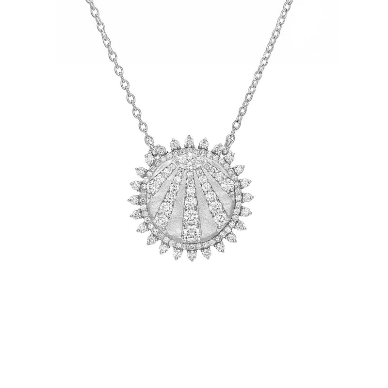 Petite "You Are My Sunshine" Diamond Necklace White Gold by Logan Hollowell Jewelry