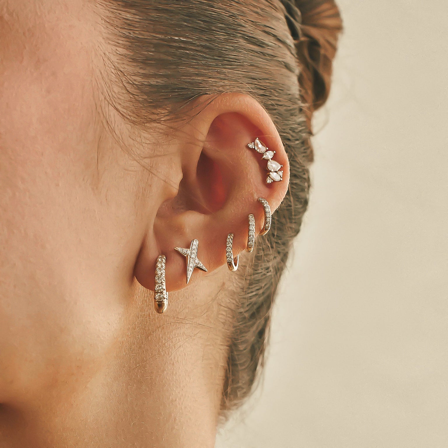 Graduated French Pave Diamond Hoops | Ready to Ship by Logan Hollowell Jewelry