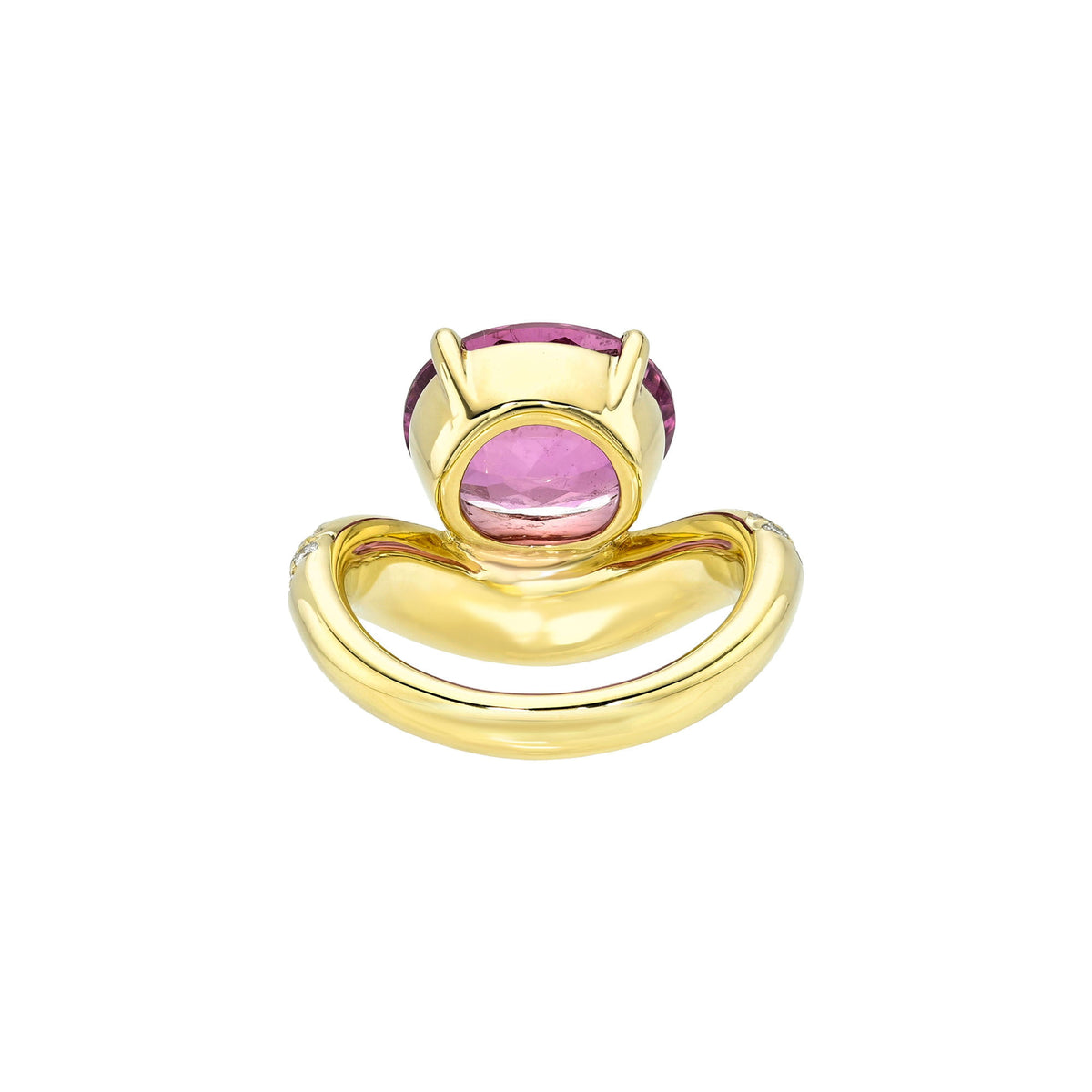 Enigma Rubellite Pavé Diamond Wave Ring by Logan Hollowell Jewelry