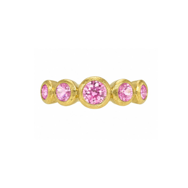 Pink Sapphire Bubble Ring Yellow Gold 14K 3 by Logan Hollowell Jewelry