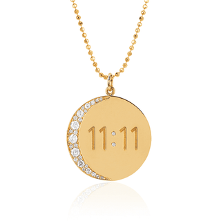 Classic 11:11 Moon Necklace | Ready to Ship Yellow Gold 16"  by Logan Hollowell Jewelry