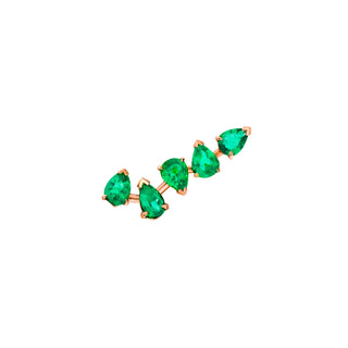 18k Baby Reverse Water Drop 5 Emerald Earrings Rose Gold Single Right  by Logan Hollowell Jewelry