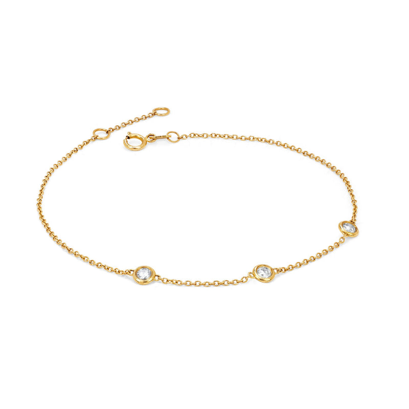 3 Diamond Orbit Bezel Bracelet | Ready to Ship Yellow Gold by Logan Hollowell Jewelry