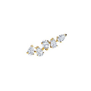 18k Baby Reverse Water Drop 5 Diamond Earrings Yellow Gold Single Left  by Logan Hollowell Jewelry