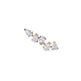 18k Baby Reverse Water Drop 5 Diamond Earrings Rose Gold Single Right  by Logan Hollowell Jewelry