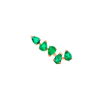 18k Baby Reverse Water Drop 5 Emerald Earrings Rose Gold Single Left  by Logan Hollowell Jewelry