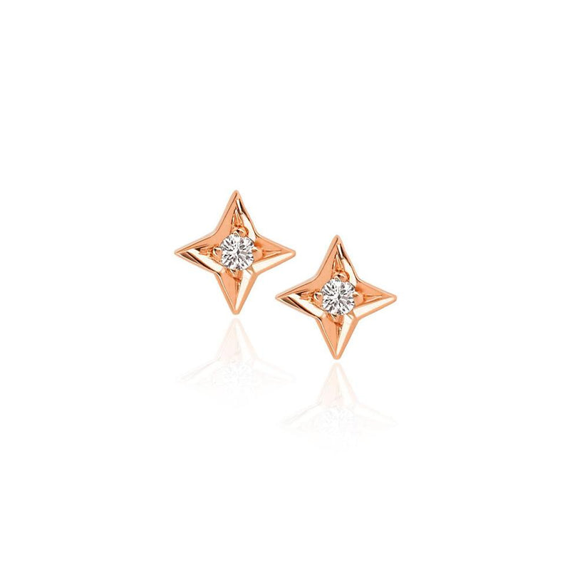 Four Point Star Studs Rose Gold Pair by Logan Hollowell Jewelry