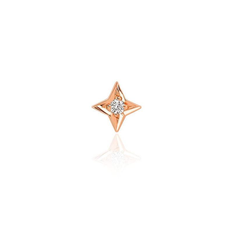 Four Point Star Studs Rose Gold Single by Logan Hollowell Jewelry