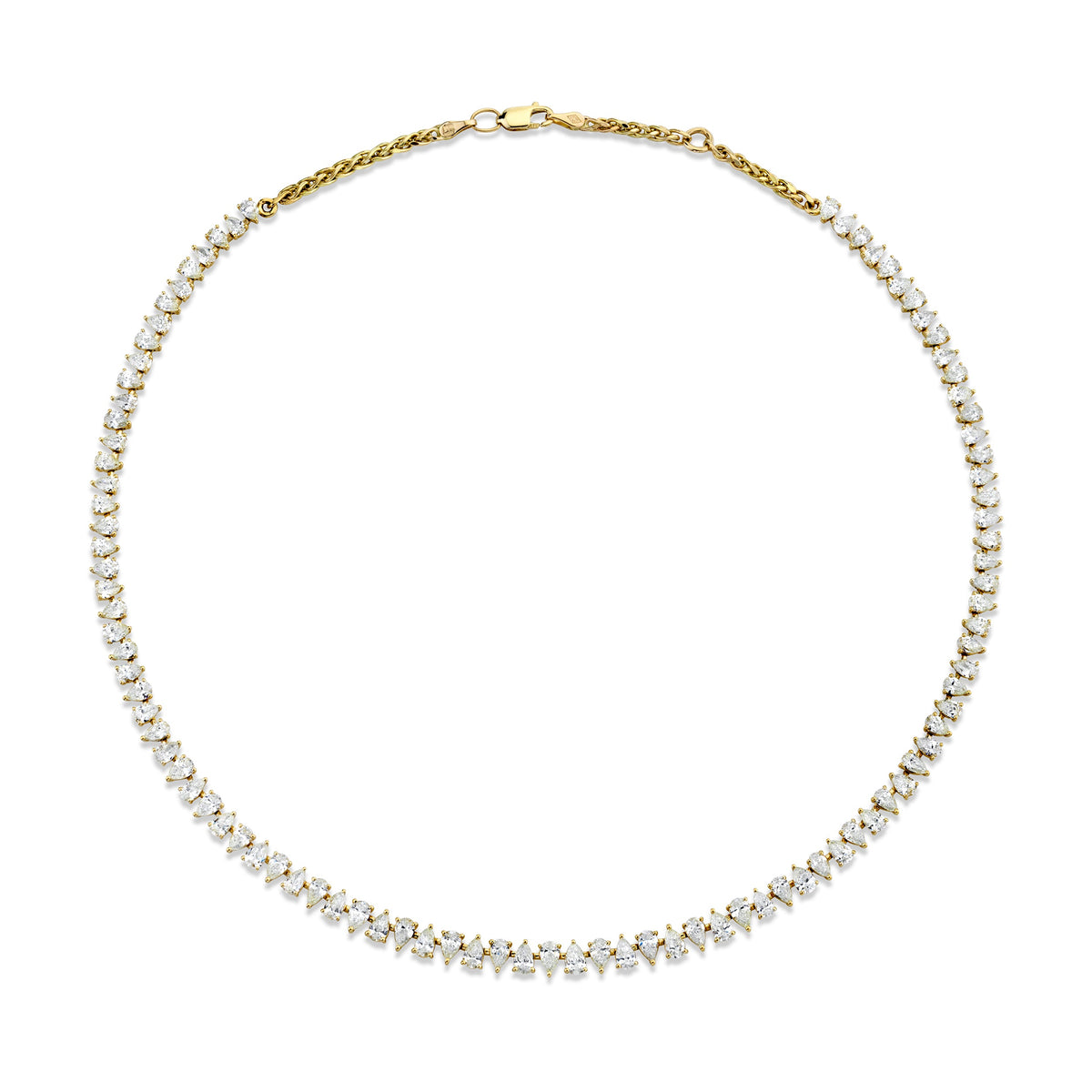 14K Baby Reverse Water Drop Diamond Tennis Necklace by Logan Hollowell Jewelry