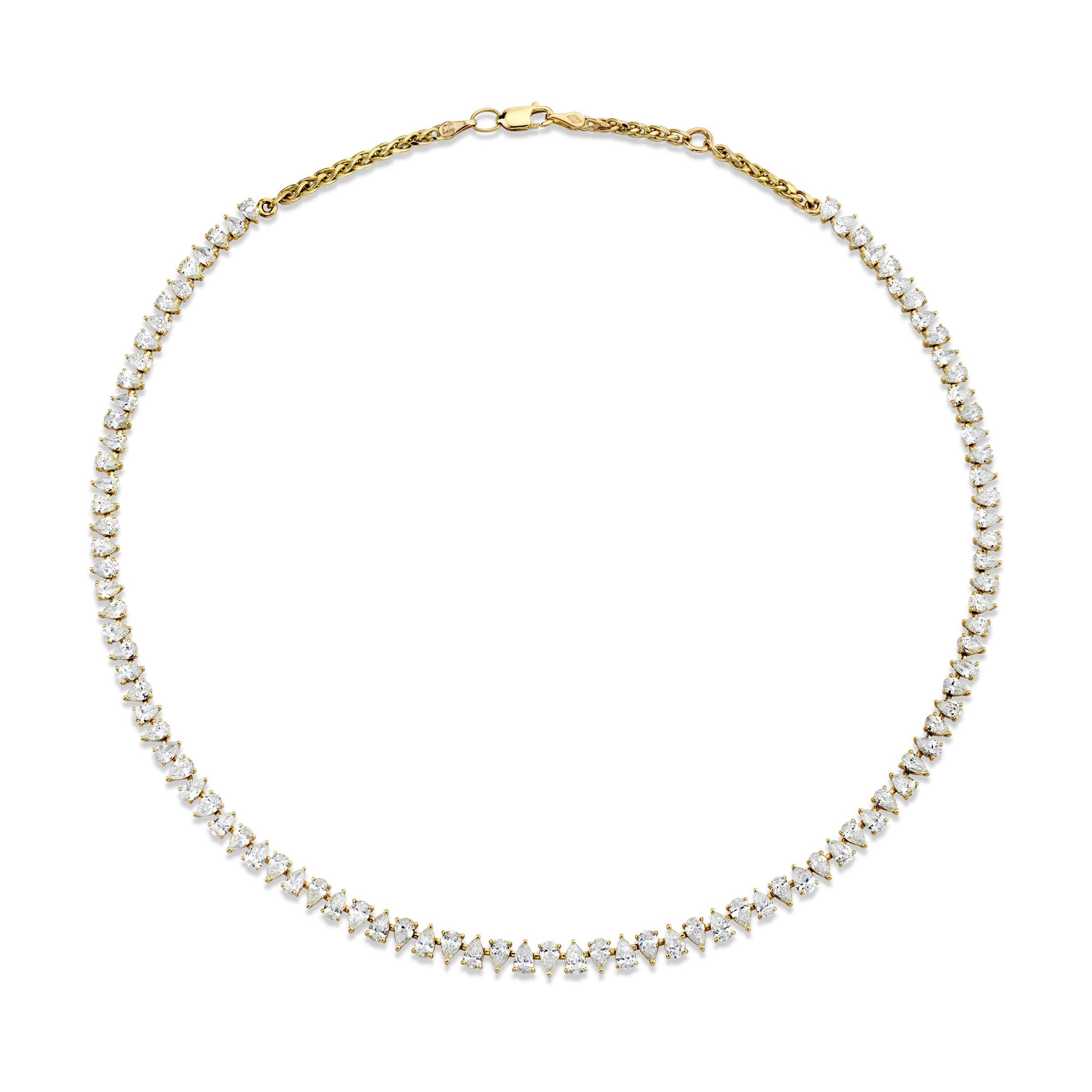 14K Baby Reverse Water Drop Diamond Tennis Necklace by Logan Hollowell Jewelry