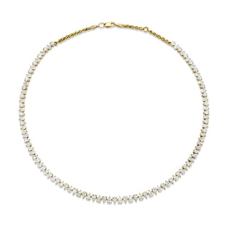 Baby Reverse Water Drop Diamond Tennis Necklace Yellow Gold Natural  by Logan Hollowell Jewelry