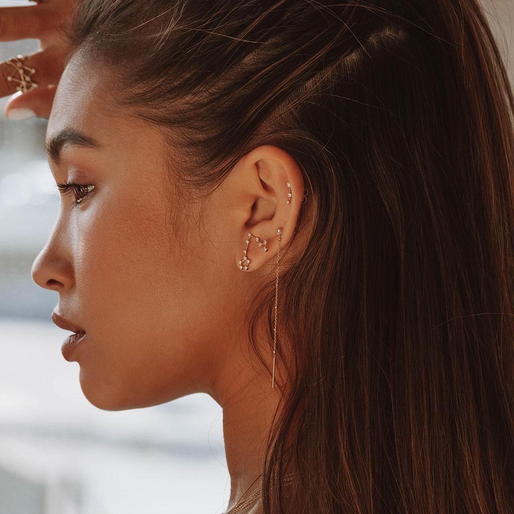 Petite Pisces Diamond Constellation Earrings by Logan Hollowell Jewelry