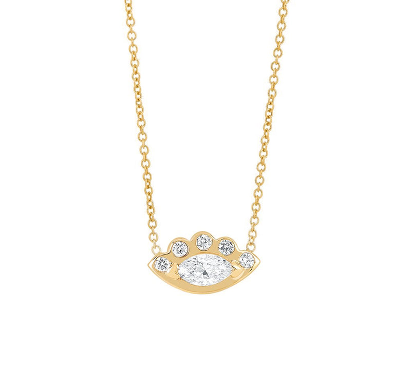 Angel Eye Diamond Necklace Yellow Gold 16" by Logan Hollowell Jewelry