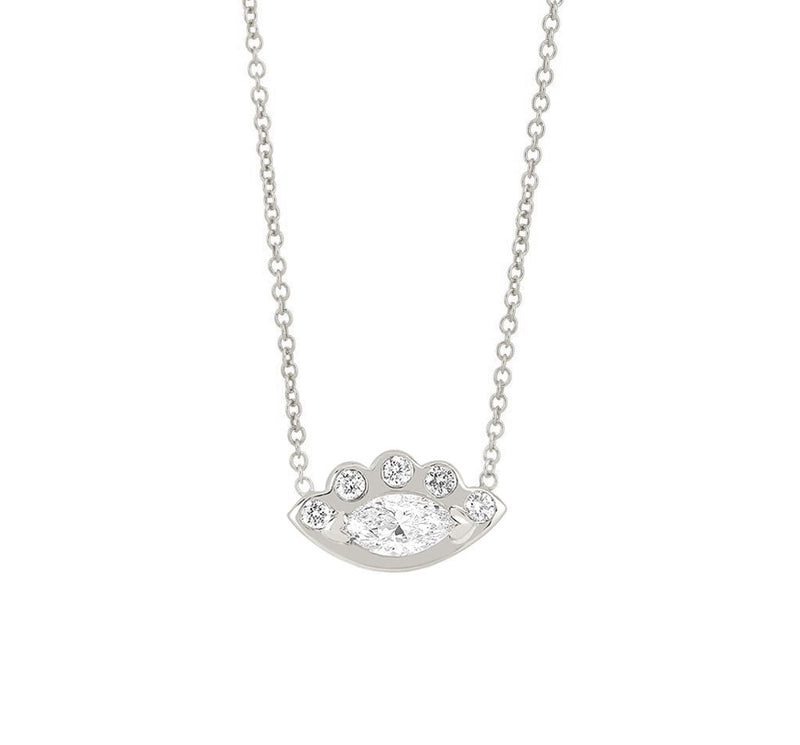 Angel Eye Diamond Necklace White Gold 16" by Logan Hollowell Jewelry