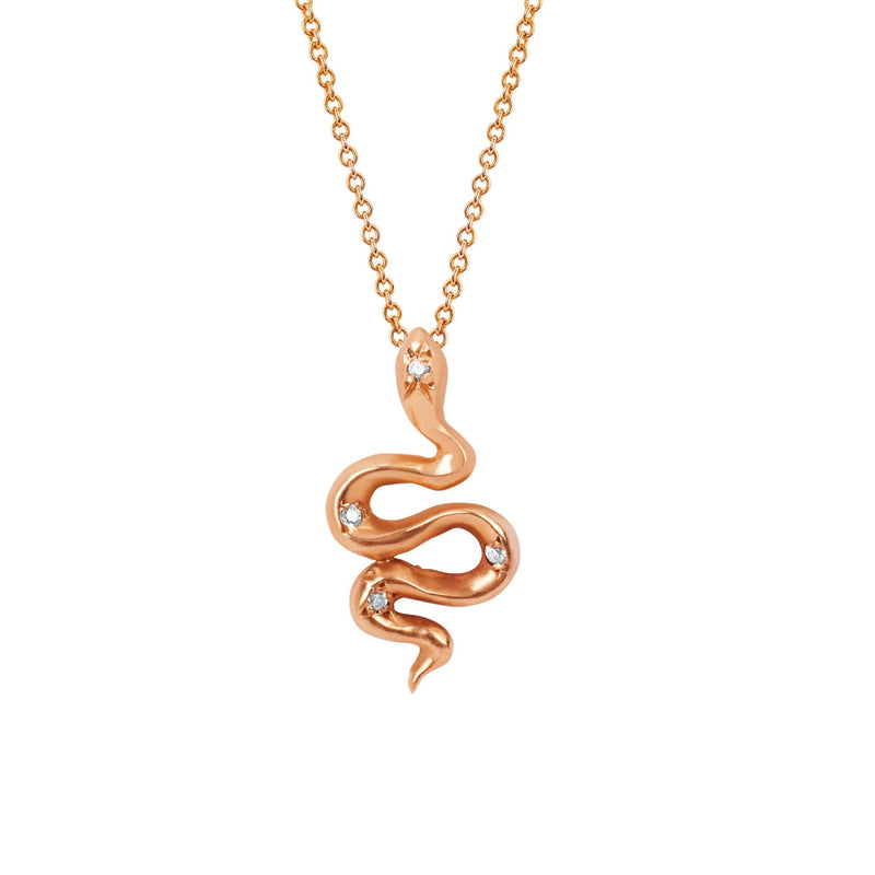 Kundalini Snake Pendant with Star Set Diamonds | Ready to Ship Rose Gold 16" by Logan Hollowell Jewelry