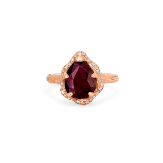 Baby Queen Water Drop Ruby Ring with Sprinkled Diamonds Rose Gold 5  by Logan Hollowell Jewelry