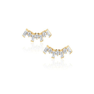 Deco Queen Studs Yellow Gold Pair  by Logan Hollowell Jewelry