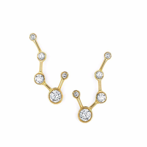 Big Dipper Diamond Constellation Earrings Yellow Gold Pair by Logan Hollowell Jewelry