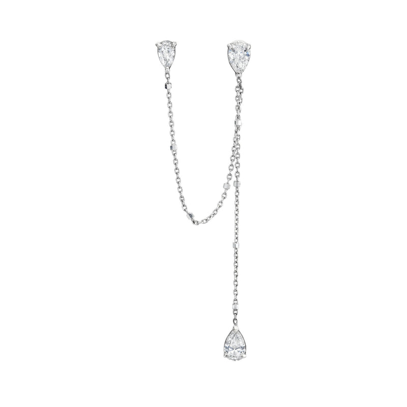 Triple Water Drop Diamond Twinkle Earring White Gold by Logan Hollowell Jewelry