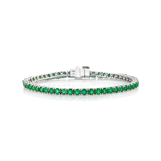 Emerald Tennis Bracelet 6.5" White Gold  by Logan Hollowell Jewelry