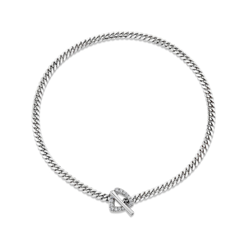 Pavé Diamond Trillion Toggle Choker 13.5" White Gold by Logan Hollowell Jewelry
