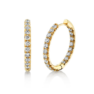 Large Inside Out French Pavé Diamond Hoops Yellow Gold   by Logan Hollowell Jewelry