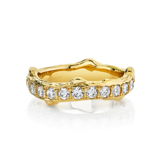 Rose Thorn Pavé Diamond  Band Large Yellow Gold 3  by Logan Hollowell Jewelry