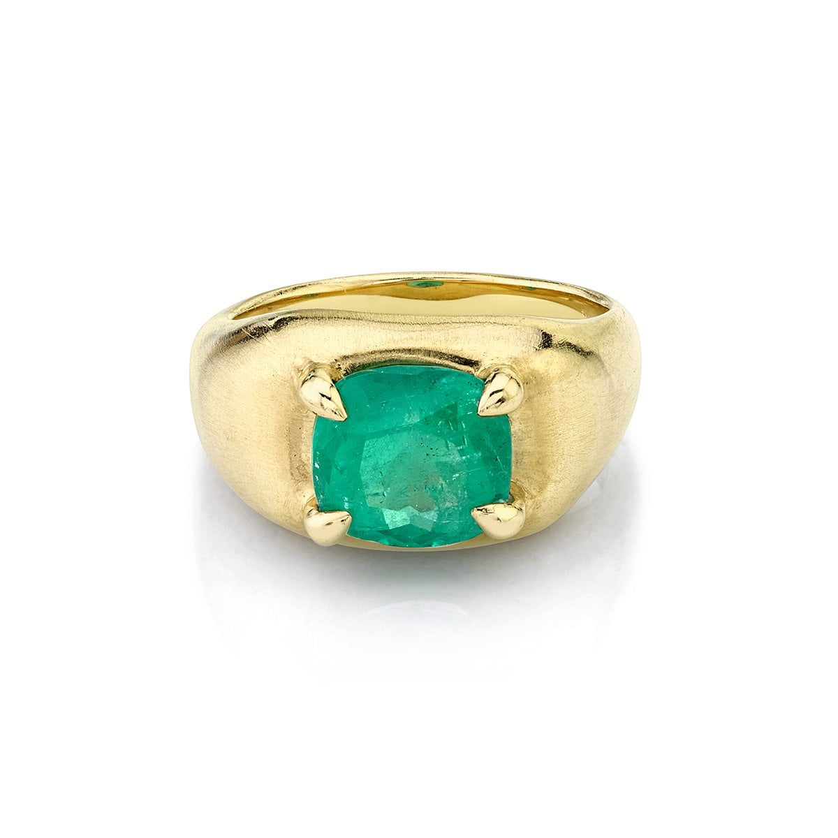 Oracle Ring with Emerald Center Yellow Gold 5 by Logan Hollowell Jewelry