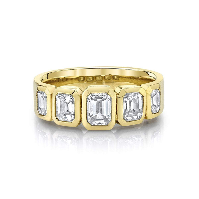 Graduated Emerald Cut Diamond Band Yellow Gold 3 5 Diamond by Logan Hollowell Jewelry