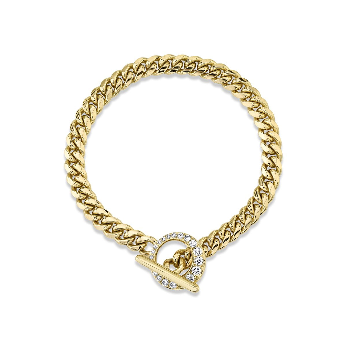 Queen Cuban Bracelet with Pavé Diamond Unity Toggle | Ready to Ship Yellow Gold Petite 6.5" by Logan Hollowell Jewelry