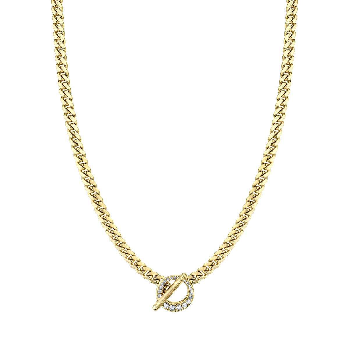 Queen Cuban Choker with Pavé Diamond Unity Toggle | Ready to Ship Yellow Gold 14" by Logan Hollowell Jewelry