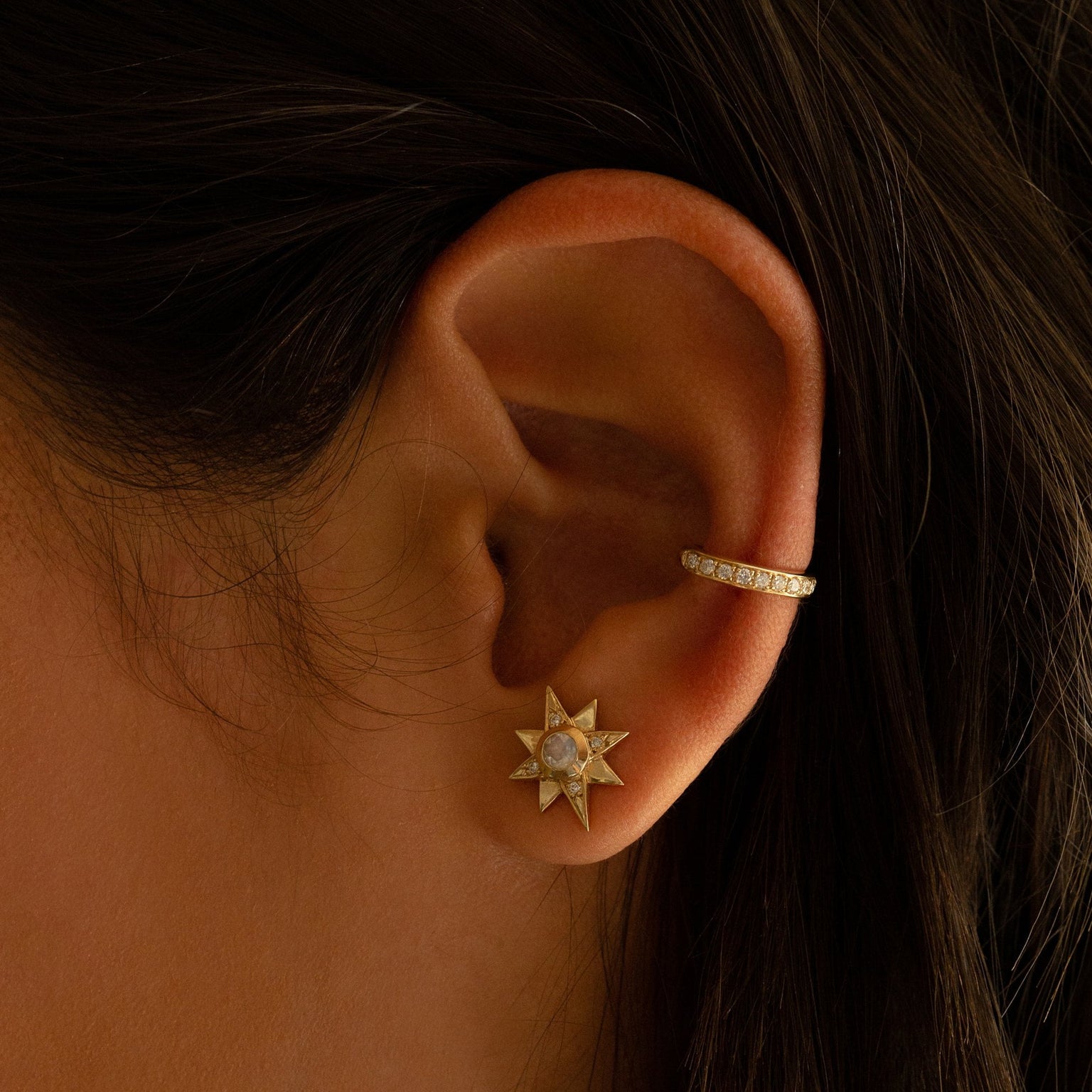 Single Row Diamond Ear Cuff | Ready to Ship by Logan Hollowell Jewelry