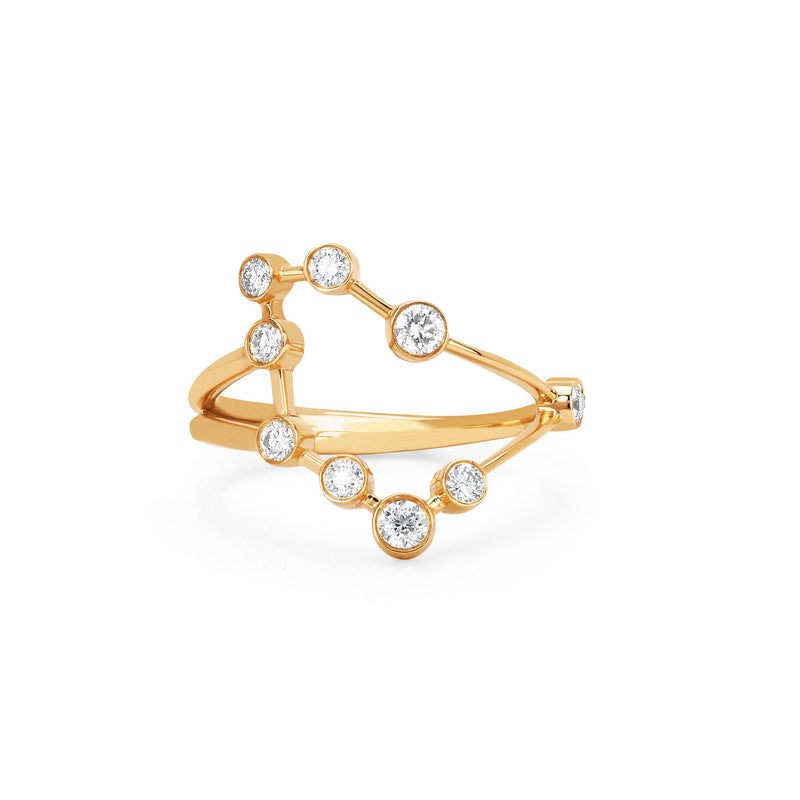 Capricorn Constellation Ring Yellow Gold 3 by Logan Hollowell Jewelry